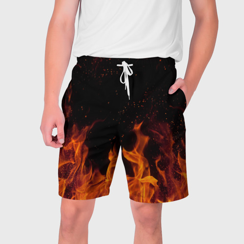 Мужские шорты 3D с принтом ОГОНЬ | FIRE, вид спереди #2