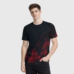 Мужская футболка 3D Red stripes красная геометрия - фото 2
