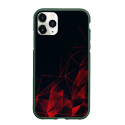 Чехол для iPhone 11 Pro Max матовый Red stripes красная геометрия