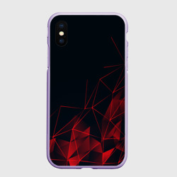 Чехол для iPhone XS Max матовый Red stripes красная геометрия
