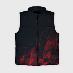 Женский жилет утепленный 3D Red stripes красная геометрия