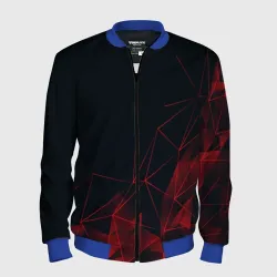 Мужской бомбер 3D Red stripes красная геометрия