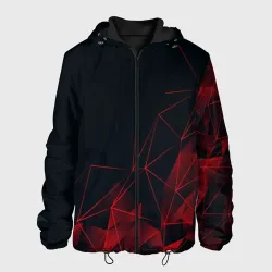Мужская куртка 3D Red stripes красная геометрия