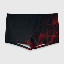 Мужские купальные плавки 3D Red stripes красная геометрия