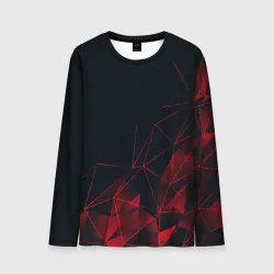 Мужской лонгслив 3D Red stripes красная геометрия