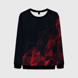 Мужской свитшот 3D Red stripes красная геометрия