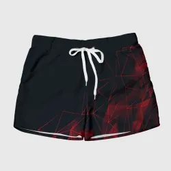 Женские шорты 3D Red stripes красная геометрия