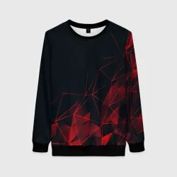 Женский свитшот 3D Red stripes красная геометрия