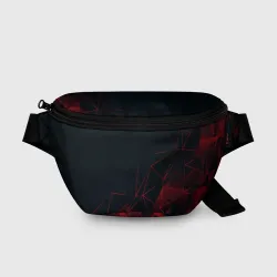 Поясная сумка 3D Red stripes красная геометрия