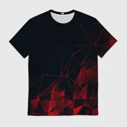 Мужская футболка 3D Red stripes красная геометрия