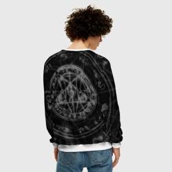 Свитшот с принтом Пентаграмма pentagram для мужчины, вид на модели сзади №2. Цвет основы: белый
