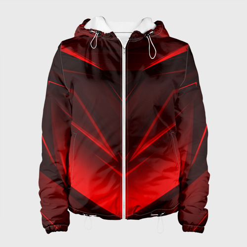 Женская куртка 3D Geometry stripes красная геометрия, цвет белый