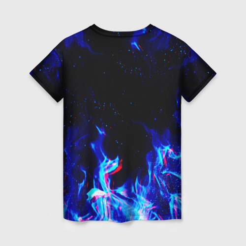 Женская футболка 3D Синий огонь глитч blue fire glitch, цвет 3D печать - фото 2