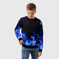 Детский свитшот 3D Синий огонь глитч blue fire glitch - фото 2