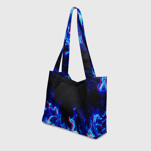 Пляжная сумка 3D Синий огонь глитч blue fire glitch - фото 3