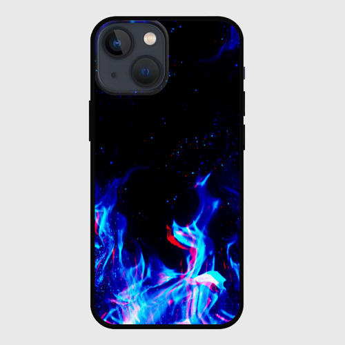 Чехол для iPhone 13 mini Синий огонь глитч blue fire glitch