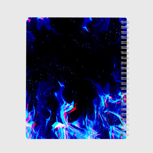 Тетрадь Синий огонь глитч blue fire glitch, цвет крупная клетка - фото 2