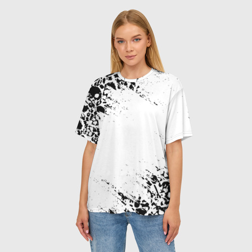 Женская футболка oversize 3D Белые черепа white skulls, цвет 3D печать - фото 3