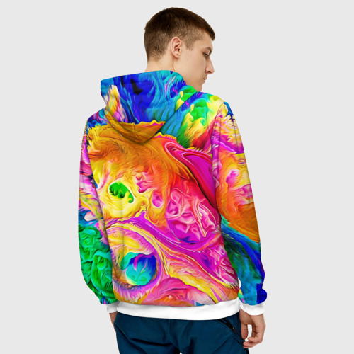 Мужская толстовка 3D Tie dye яркие краски, цвет белый - фото 4