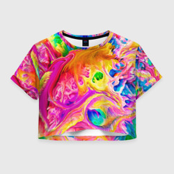 Женская футболка Crop-top 3D Tie dye яркие краски