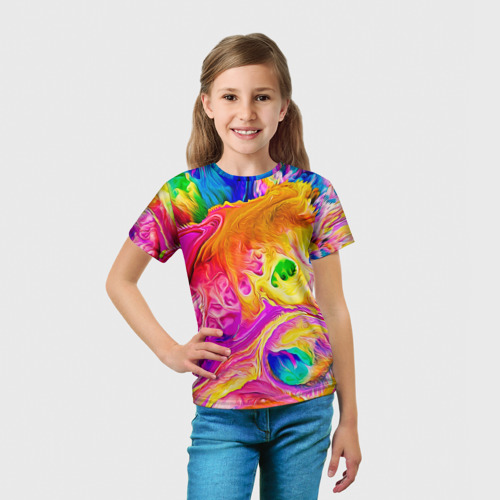 Детская футболка 3D Tie dye яркие краски, цвет 3D печать - фото 5