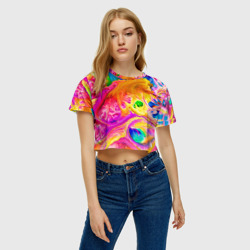 Женская футболка Crop-top 3D Tie dye яркие краски - фото 2