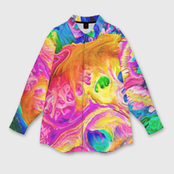 Женская рубашка oversize 3D Tie dye яркие краски