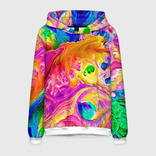 Мужская толстовка 3D Tie dye яркие краски, цвет белый