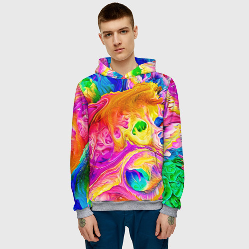 Мужская толстовка 3D Tie dye яркие краски, цвет меланж - фото 3