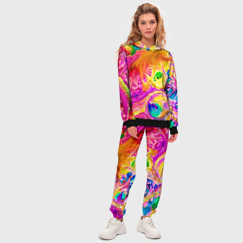 Женский костюм с толстовкой 3D Tie dye яркие краски, цвет черный - фото 5