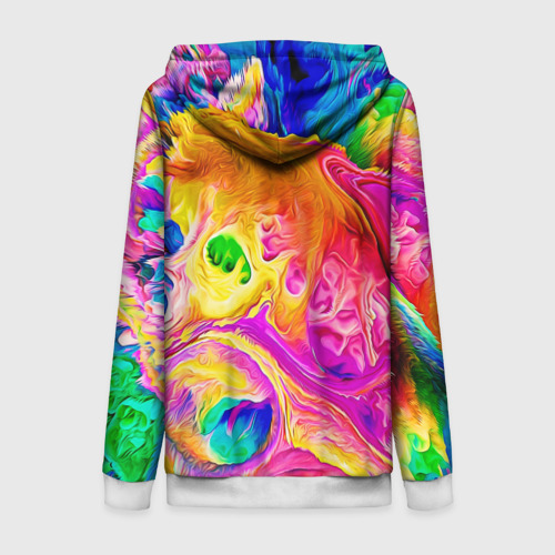 Женская толстовка 3D на молнии Tie dye яркие краски, цвет белый - фото 2