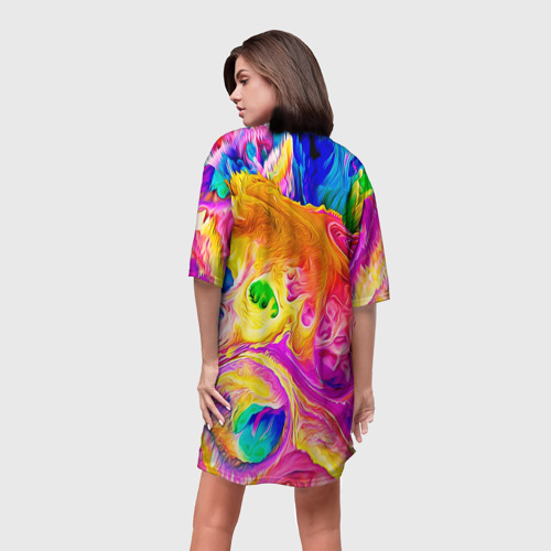 Платье-футболка 3D Tie dye яркие краски, цвет 3D печать - фото 4