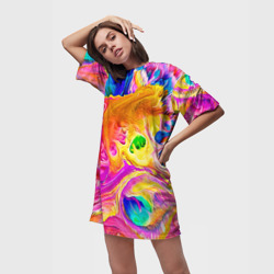 Платье-футболка 3D Tie dye яркие краски - фото 2