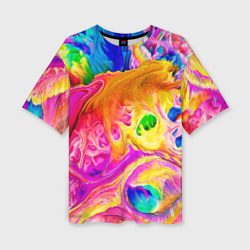 Женская футболка oversize 3D Tie dye яркие краски