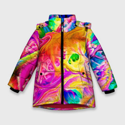 Зимняя куртка для девочек 3D Tie dye яркие краски