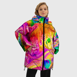 Женская зимняя куртка Oversize Tie dye яркие краски - фото 2