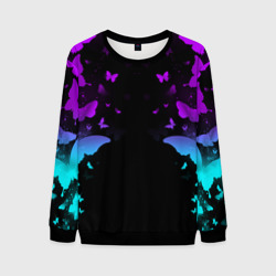 Мужской свитшот 3D Бабочки в неоне