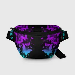 Поясная сумка 3D Бабочки в неоне