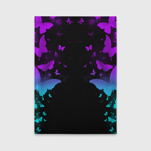 Обложка для автодокументов Бабочки в неоне, цвет черный