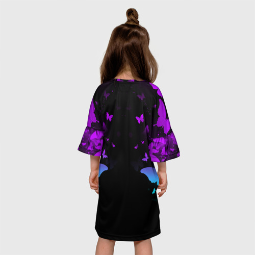Детское платье 3D Бабочки в неоне, цвет 3D печать - фото 5