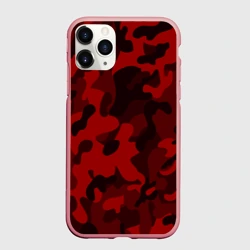 Чехол для iPhone 11 Pro матовый Red military красный камуфляж
