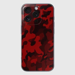 Чехол для iPhone 16 Pro Max силиконовый с защитой камеры Red military красный камуфляж