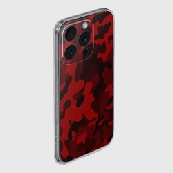 Чехол для iPhone 16 Pro Max силиконовый с защитой камеры Red military красный камуфляж - фото 2