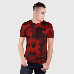 Мужская футболка 3D Slim Red military красный камуфляж - фото 2