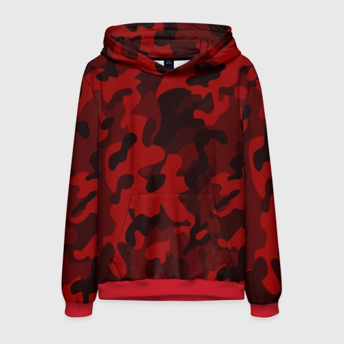 Мужская толстовка 3D Red military красный камуфляж