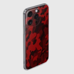 Чехол для iPhone 15 Pro Max силиконовый с защитой камеры Red military красный камуфляж - фото 2