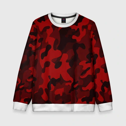 Детский свитшот 3D Red military красный камуфляж