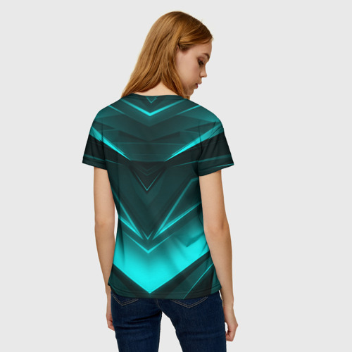 Женская футболка 3D Neon geometry stripes неоновые геометрические полосы, цвет 3D печать - фото 4