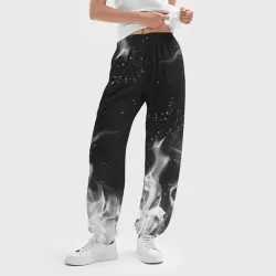 Женские джоггеры оверсайз 3D Белый огонь white fire - фото 3