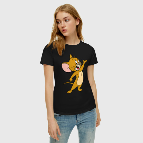 Женская футболка хлопок Happy Jerry, цвет черный - фото 3